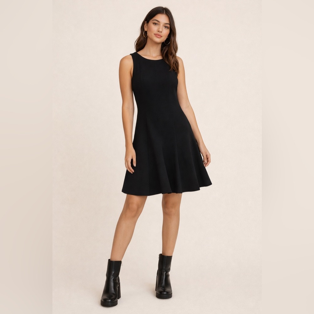 Emporio Armani Black‎ Wool Flouncy Hem Sleeveless Dress Sz. 42 (US-M)